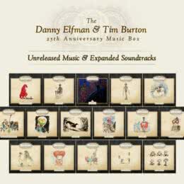 Обложка к диску с музыкой из сборника «The Danny Elfman & Tim Burton 25th Anniversary Music Box (17 CD)»